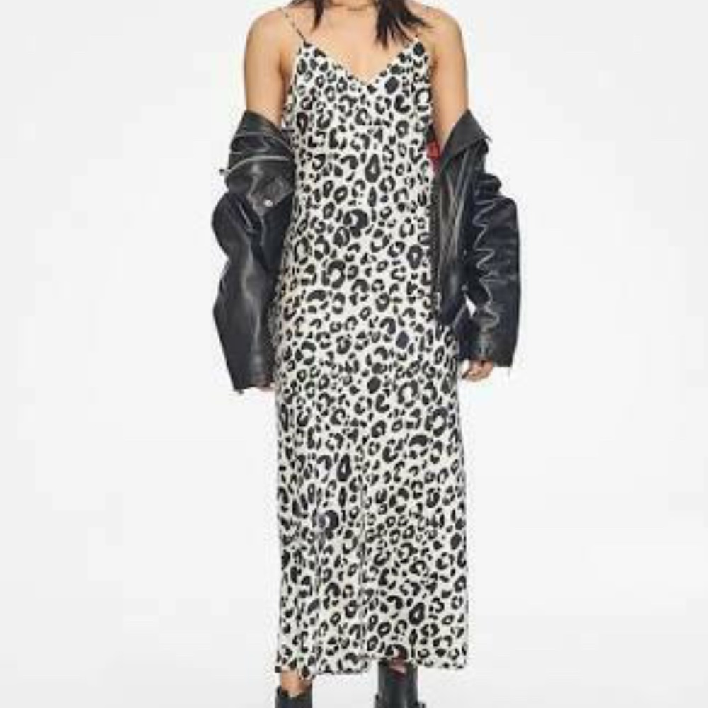 Anine Bing Xs Rosemary Slip Dress In Leopard